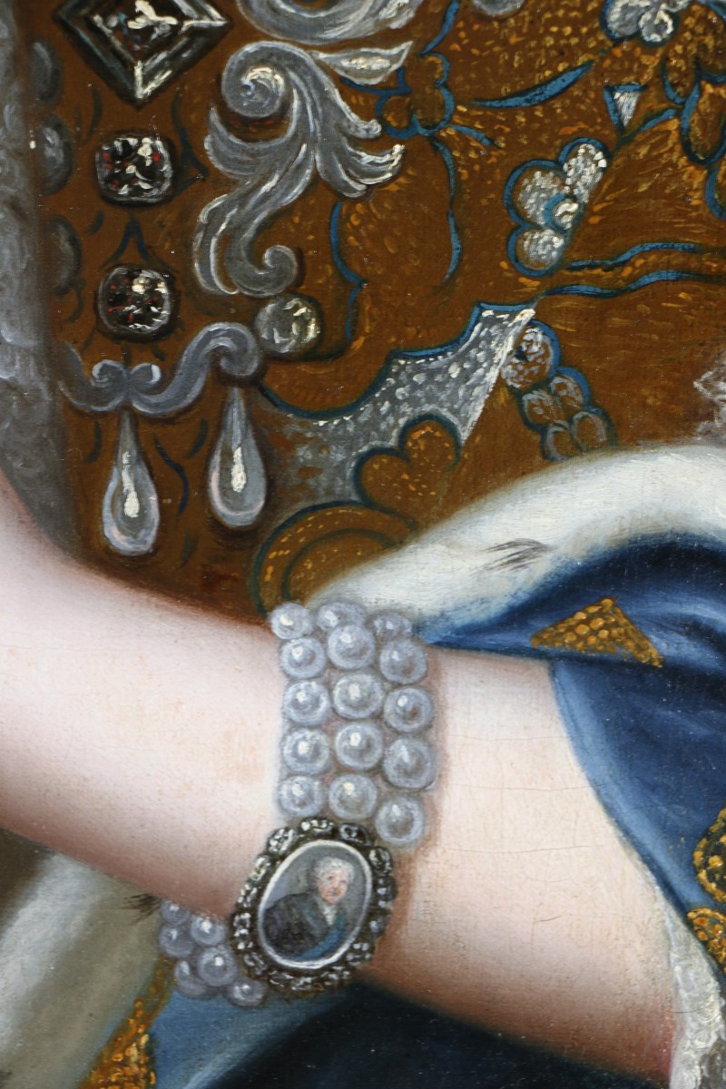 Ecole française du XVIIIè siècle, portrait de la reine Marie Lezczynska.-photo-2