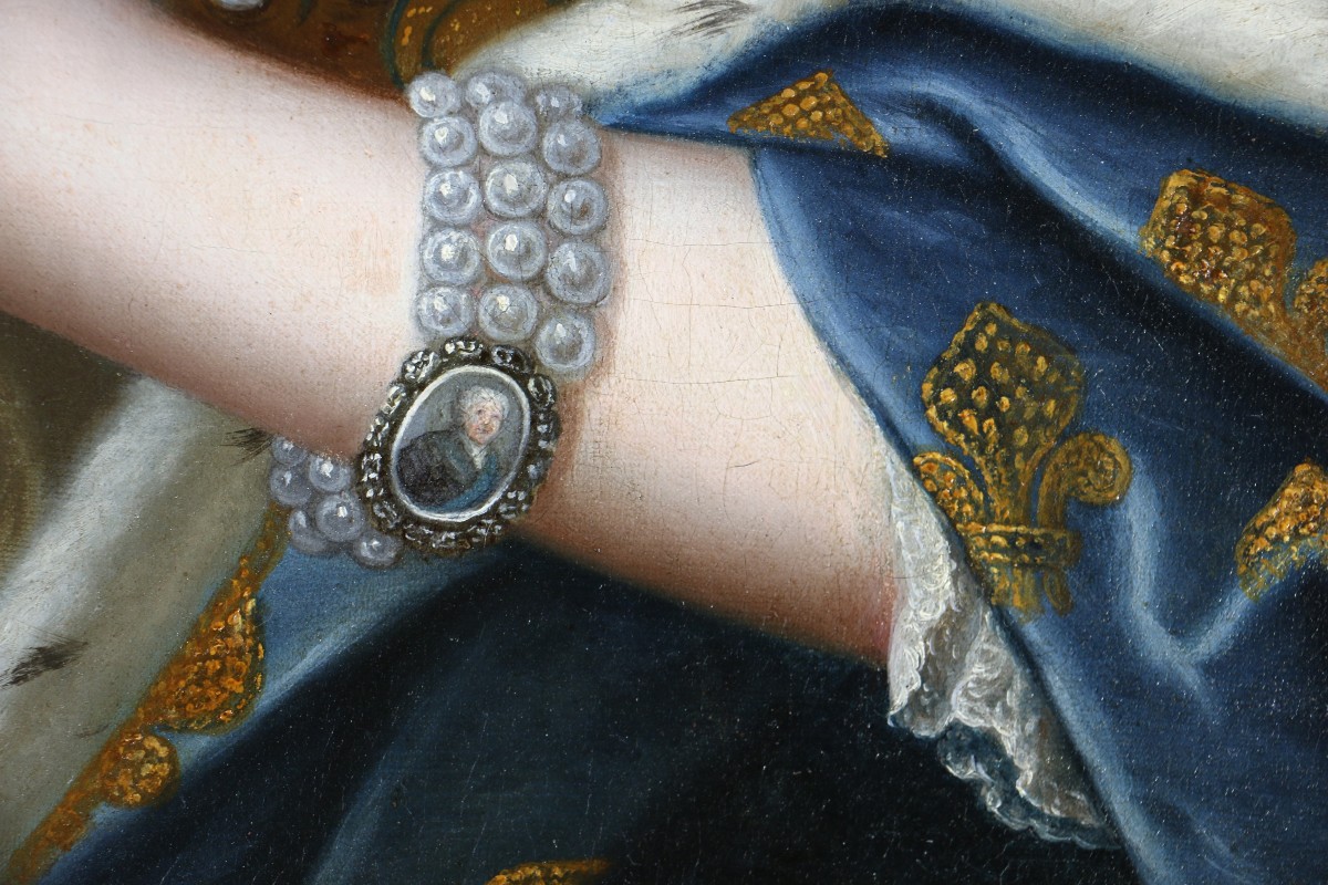 Ecole française du XVIIIè siècle, portrait de la reine Marie Lezczynska.-photo-3