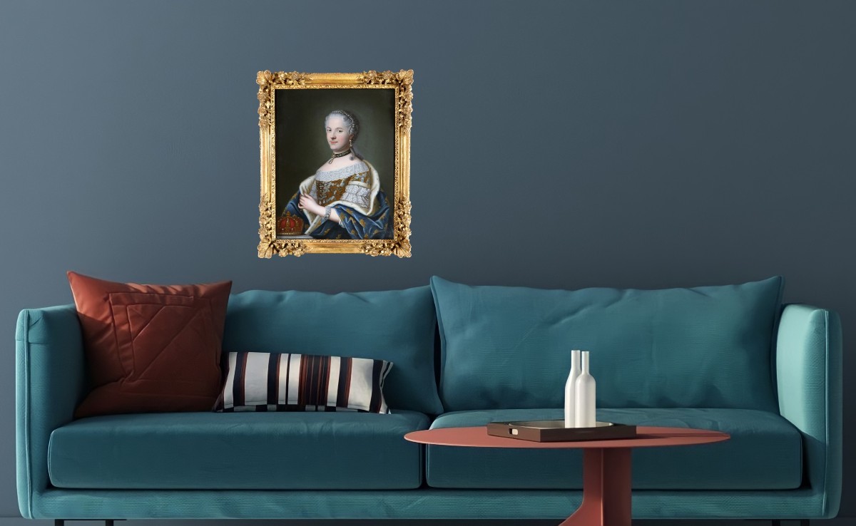 Ecole française du XVIIIè siècle, portrait de la reine Marie Lezczynska.-photo-5