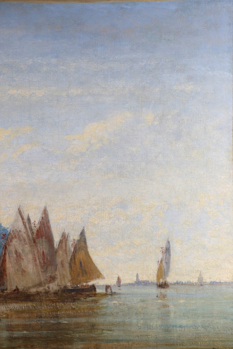 Félix Ziem (1821-1911) Signed And Dated 1871. Venice, The French Gardens.  -photo-3