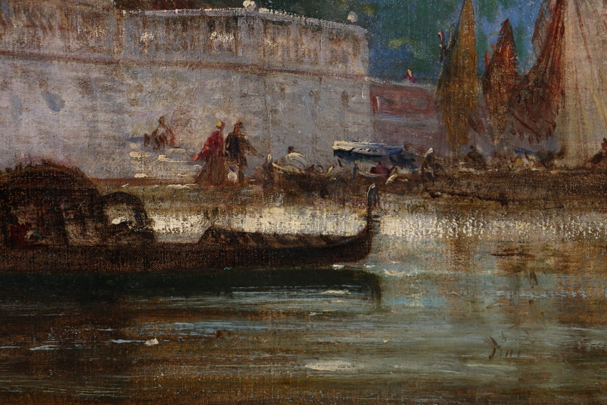 Félix Ziem (1821-1911) Signed And Dated 1871. Venice, The French Gardens.  -photo-3