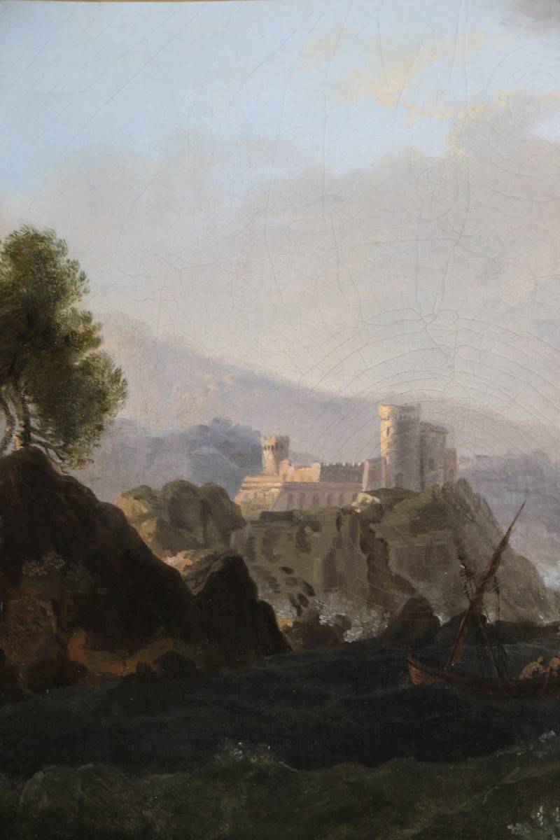 Attributed To Jean Pillement (1728-1808). Coastal Landscape, A Stormy Day Around 1800.-photo-3
