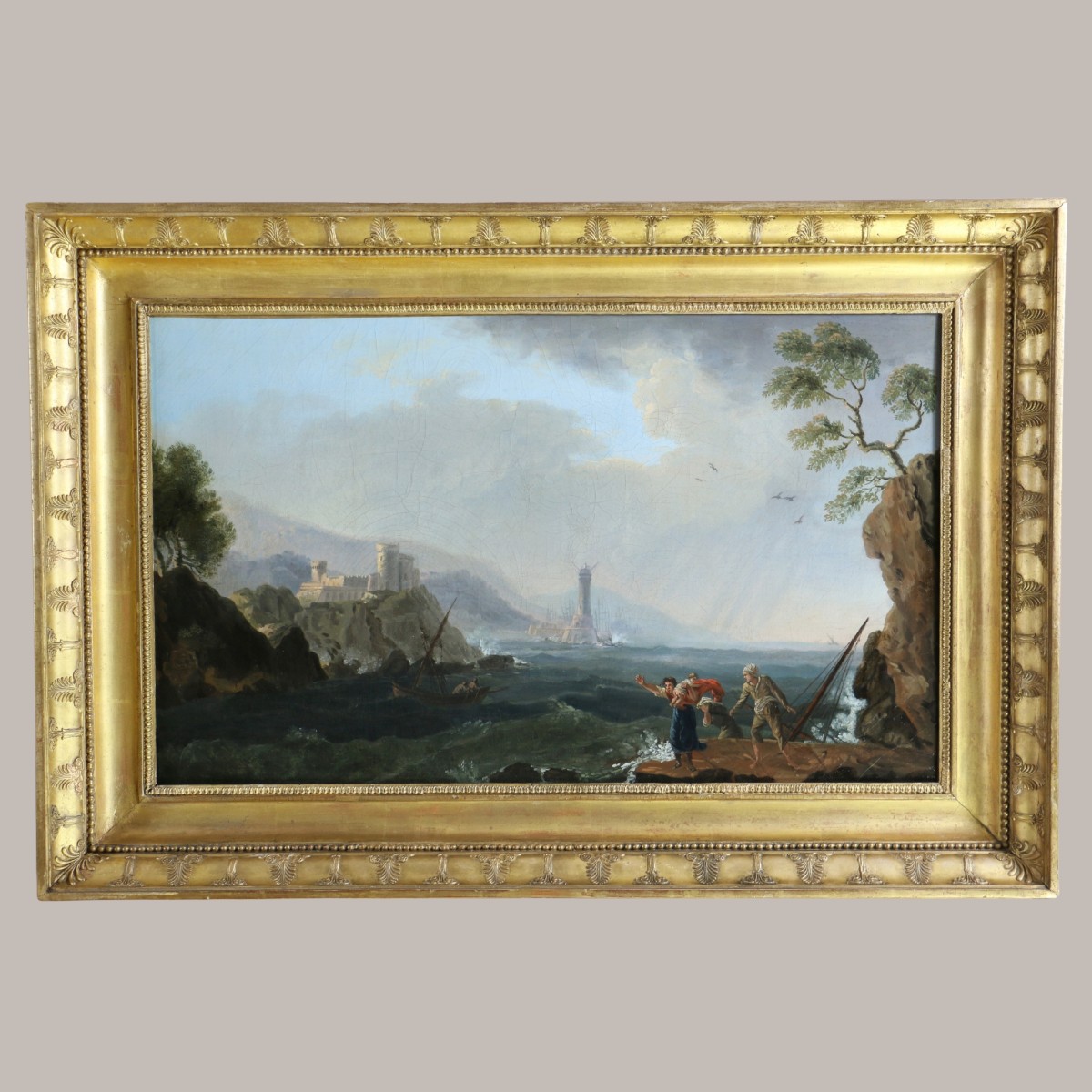 Jean Pillement (1728-1808) attribué. Paysage côtier, un jour de Tempête vers 1800.-photo-2