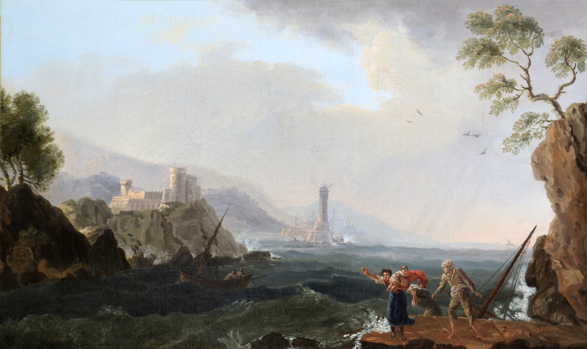 Attributed To Jean Pillement (1728-1808). Coastal Landscape, A Stormy Day Around 1800.-photo-2