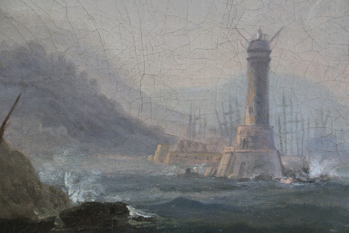 Attributed To Jean Pillement (1728-1808). Coastal Landscape, A Stormy Day Around 1800.-photo-2