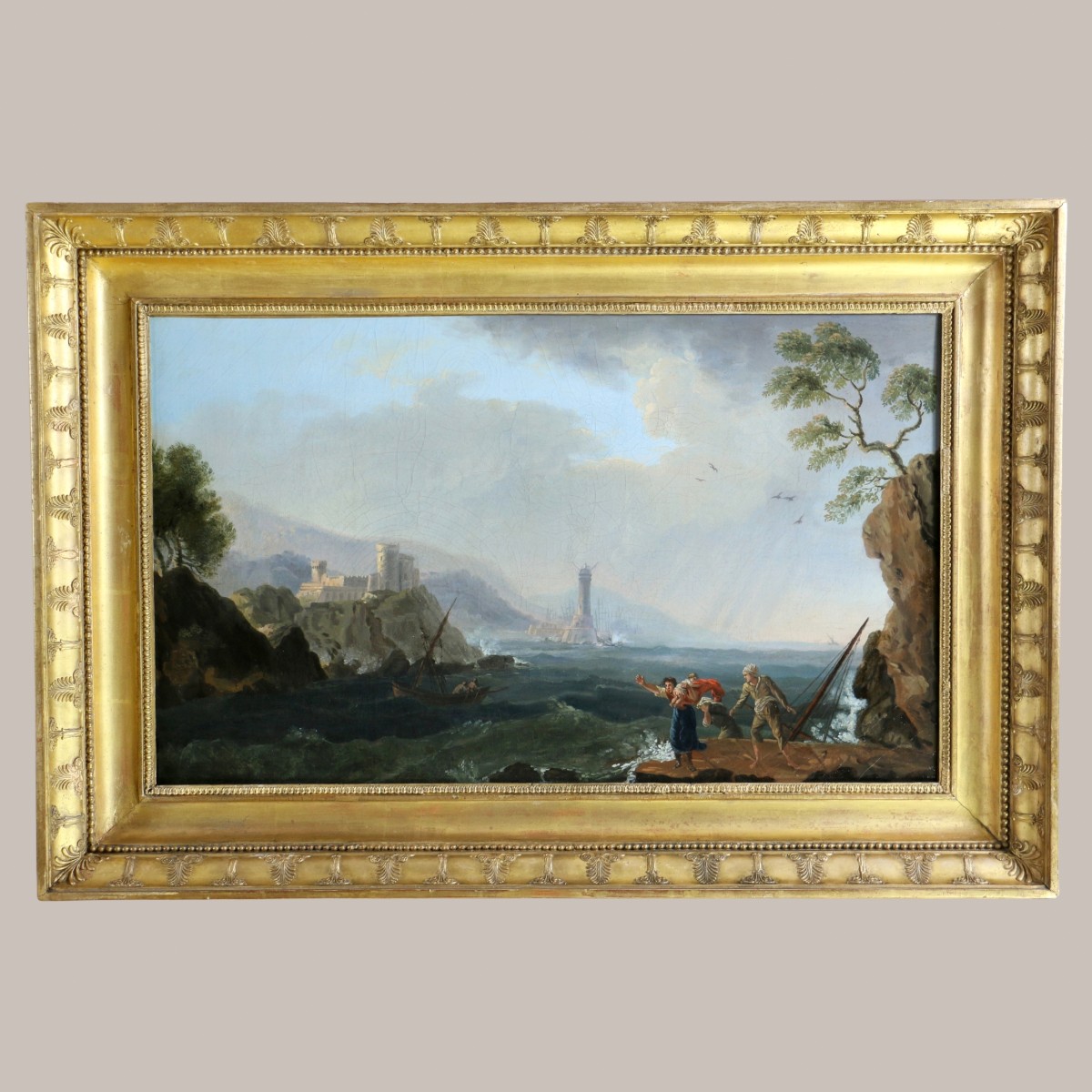 Attributed To Jean Pillement (1728-1808). Coastal Landscape, A Stormy Day Around 1800.