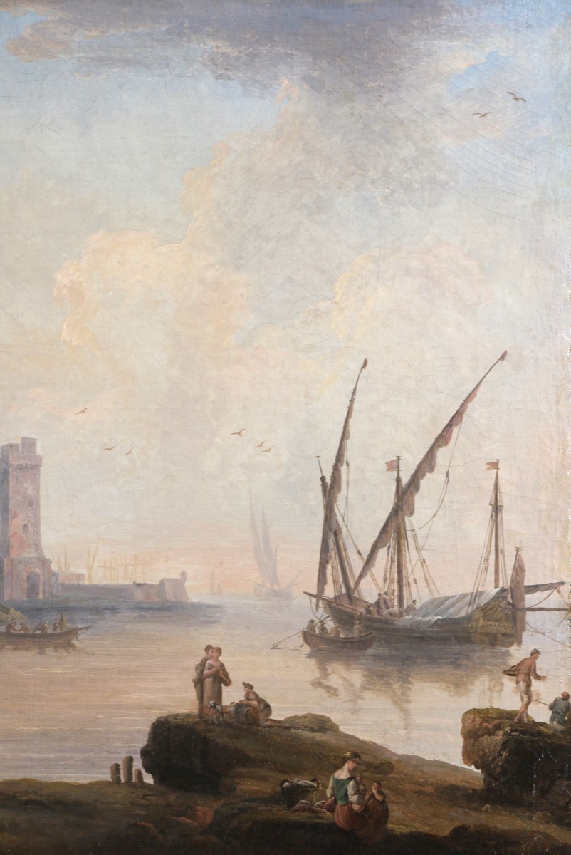 Ecole italienne vers 1780 Marine animée attribuée à Francesco Fidanza (1747-1819)-photo-2