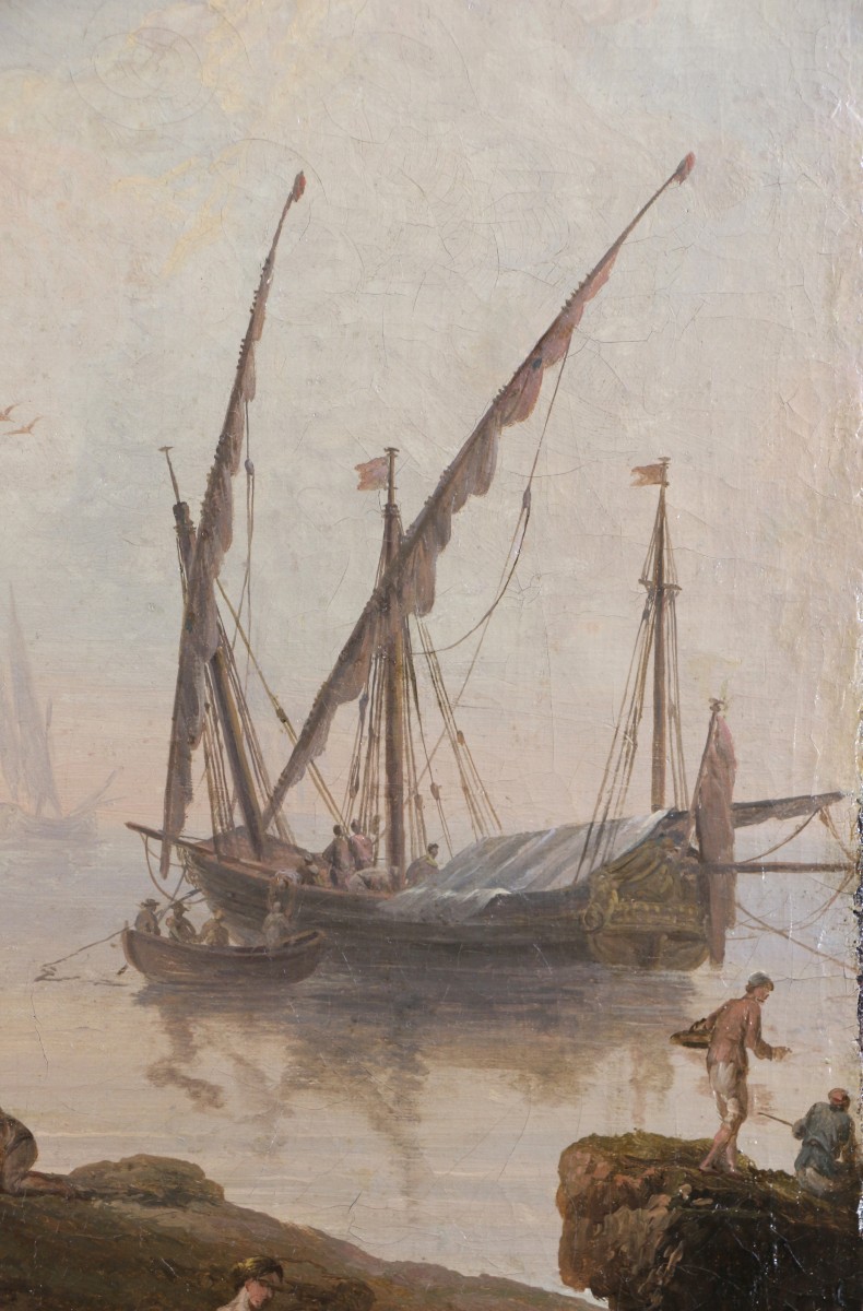 Ecole italienne vers 1780 Marine animée attribuée à Francesco Fidanza (1747-1819)-photo-3
