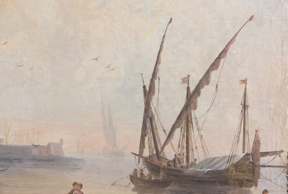 Ecole italienne vers 1780 Marine animée attribuée à Francesco Fidanza (1747-1819)-photo-4