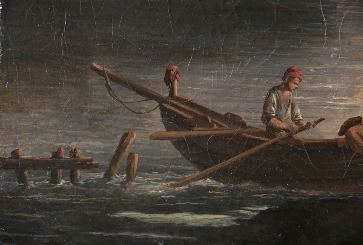 Ecole italienne vers 1780 Marine animée attribuée à Francesco Fidanza (1747-1819)-photo-1