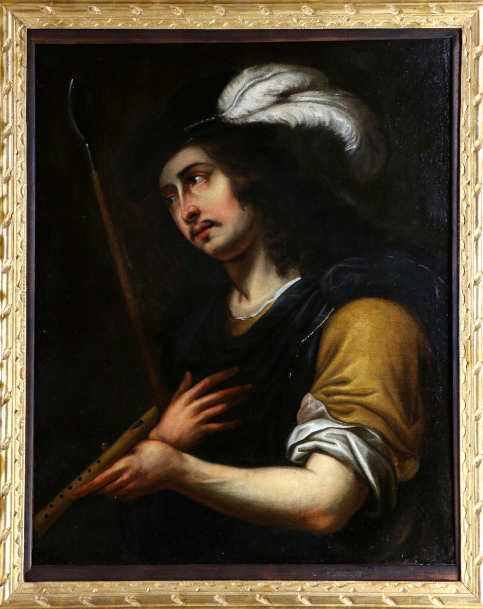 Caravaggio School Circa 1630. Portrait Of A Young Shepherd.-photo-2