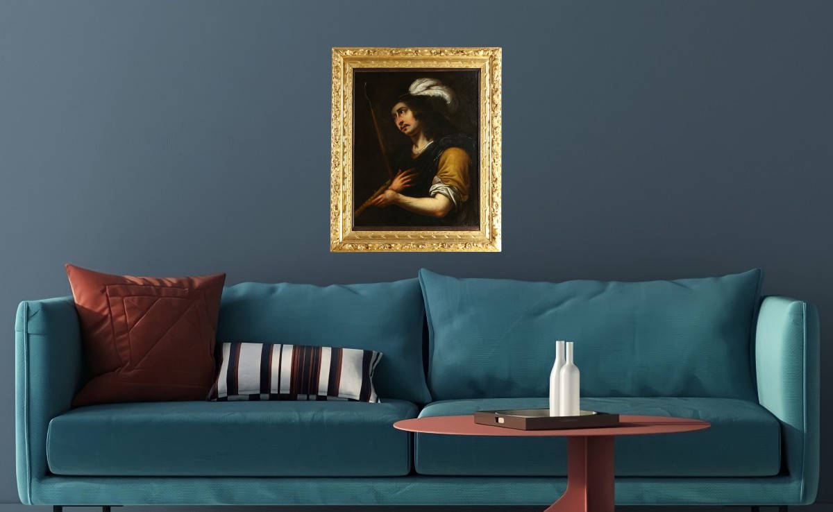 Caravaggio School Circa 1630. Portrait Of A Young Shepherd.-photo-6