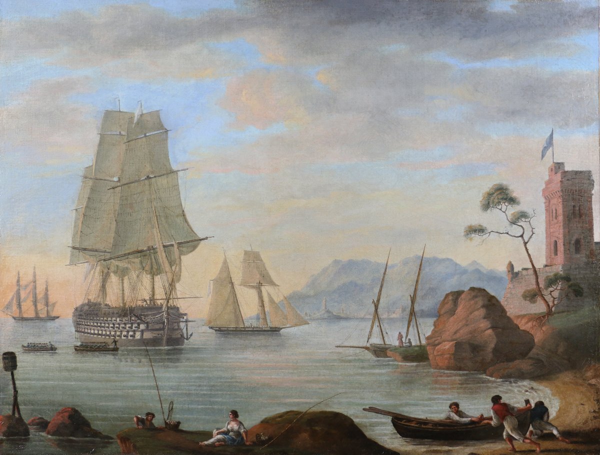 Attributed To John Ward Of Hull (1798–1849). Hms Queen At Anchor, Circa 1845–1850-photo-2