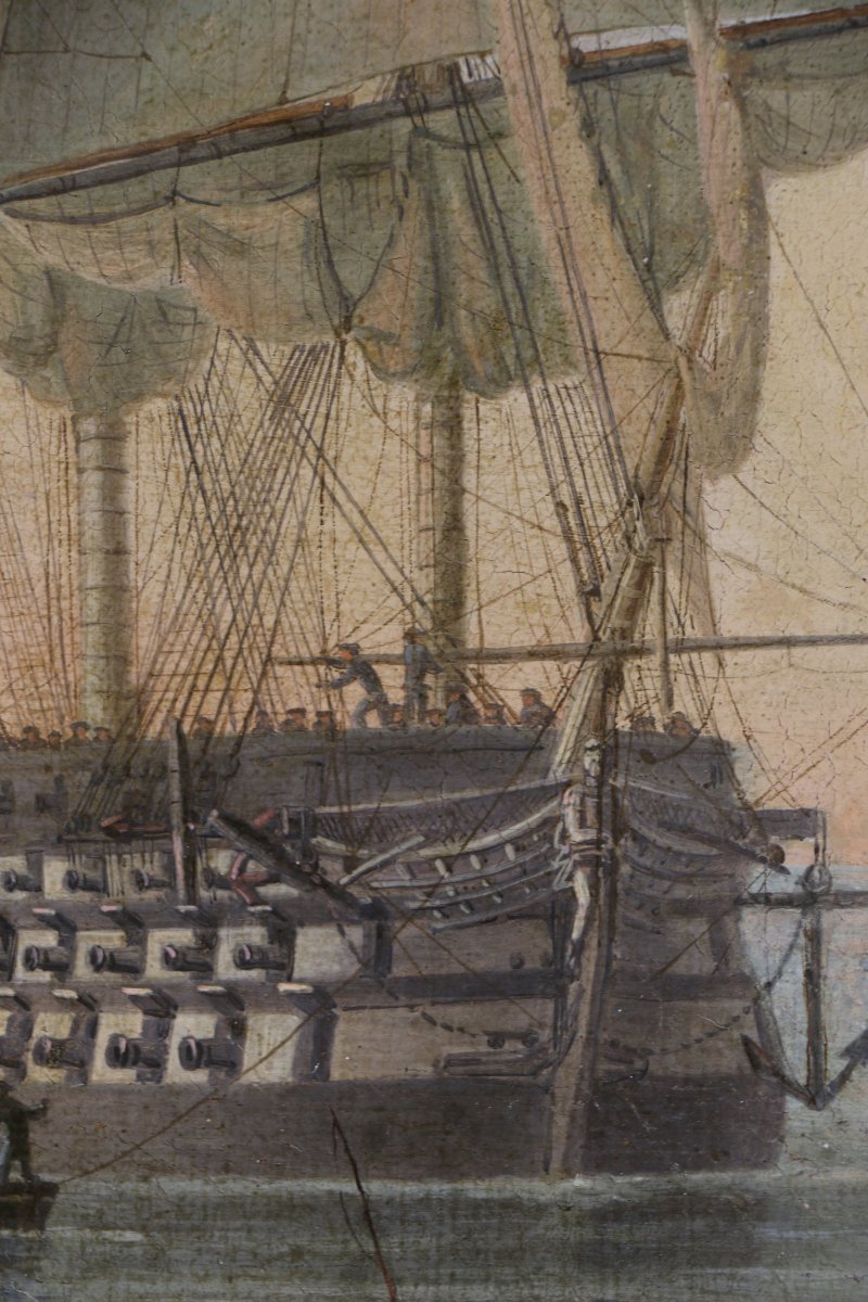 Attributed To John Ward Of Hull (1798–1849). Hms Queen At Anchor, Circa 1845–1850-photo-3