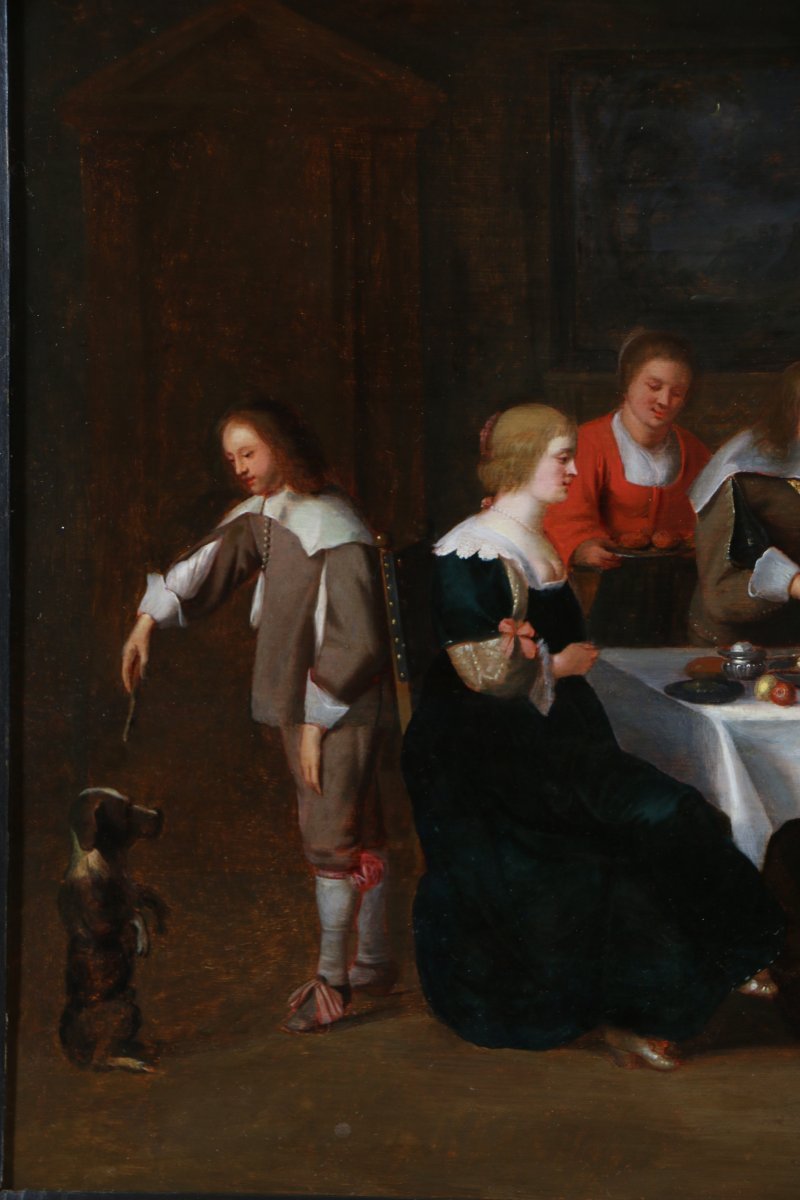 Christoph van der Laemen (1606 – 1651) Compagnie élégante prenant un repas dans un intérieur-photo-4
