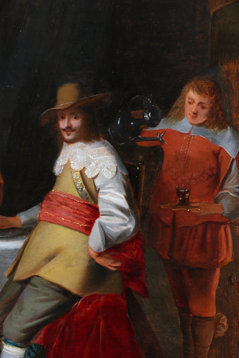 Christoph van der Laemen (1606 – 1651) Compagnie élégante prenant un repas dans un intérieur-photo-2