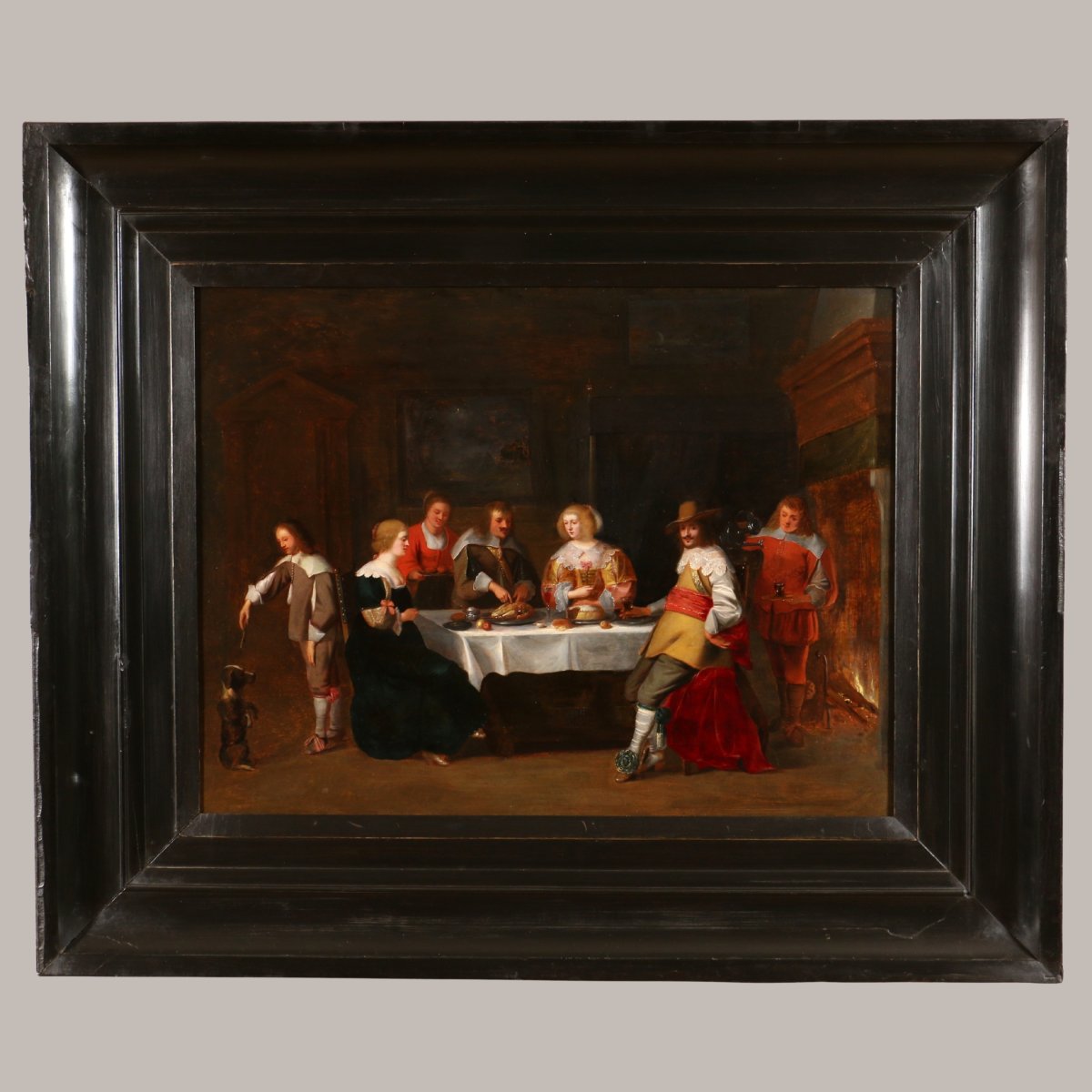 Christoph van der Laemen (1606 – 1651) Compagnie élégante prenant un repas dans un intérieur