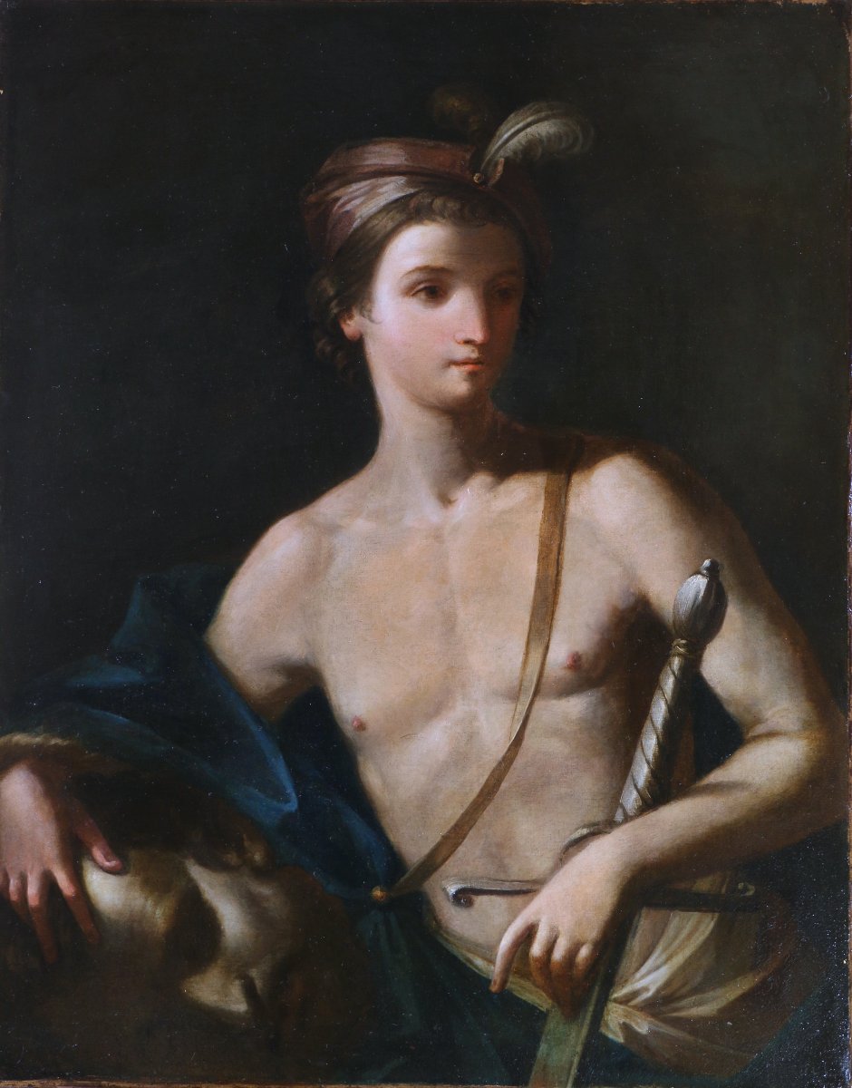 Ecole florentine, vers 1625-1635. David et Goliath attribué à Francesco Lupicini.-photo-2