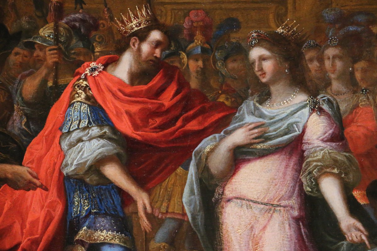 Ecole Italienne Du Nord Vers 1650-le Roi Salomon Reçoit La Reine De Saba.-photo-1