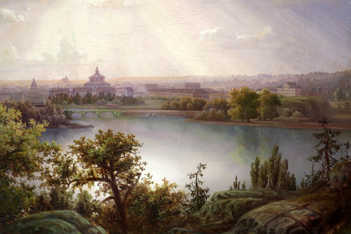 Great Panoramic View Of Stockholm And Its Surroundings, Swedish School From The 19th Century-photo-3