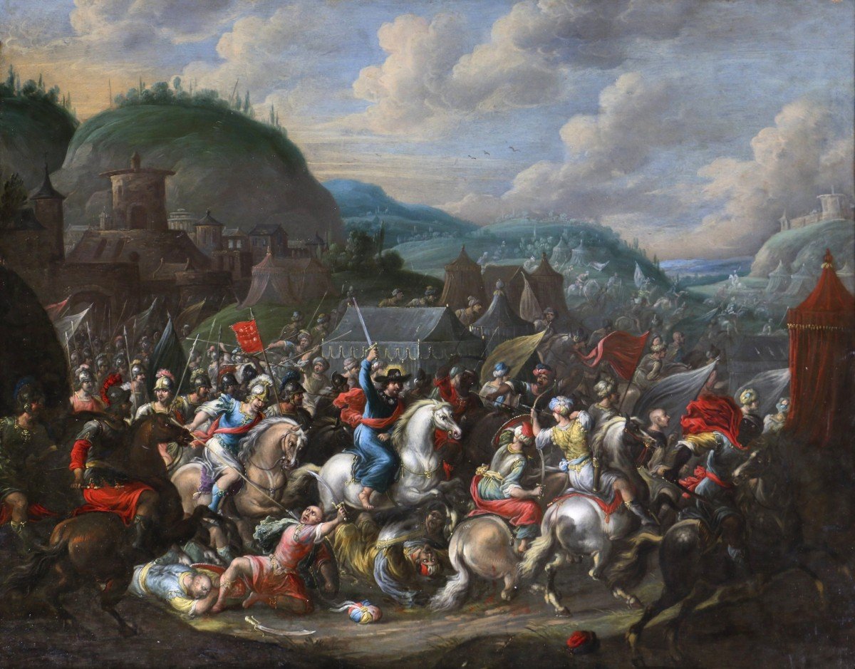 Gérard Hoet I (1648; 1733) Attribué; La Bataille De Clavijo Et l'Apparition De Saint Jacques -photo-2