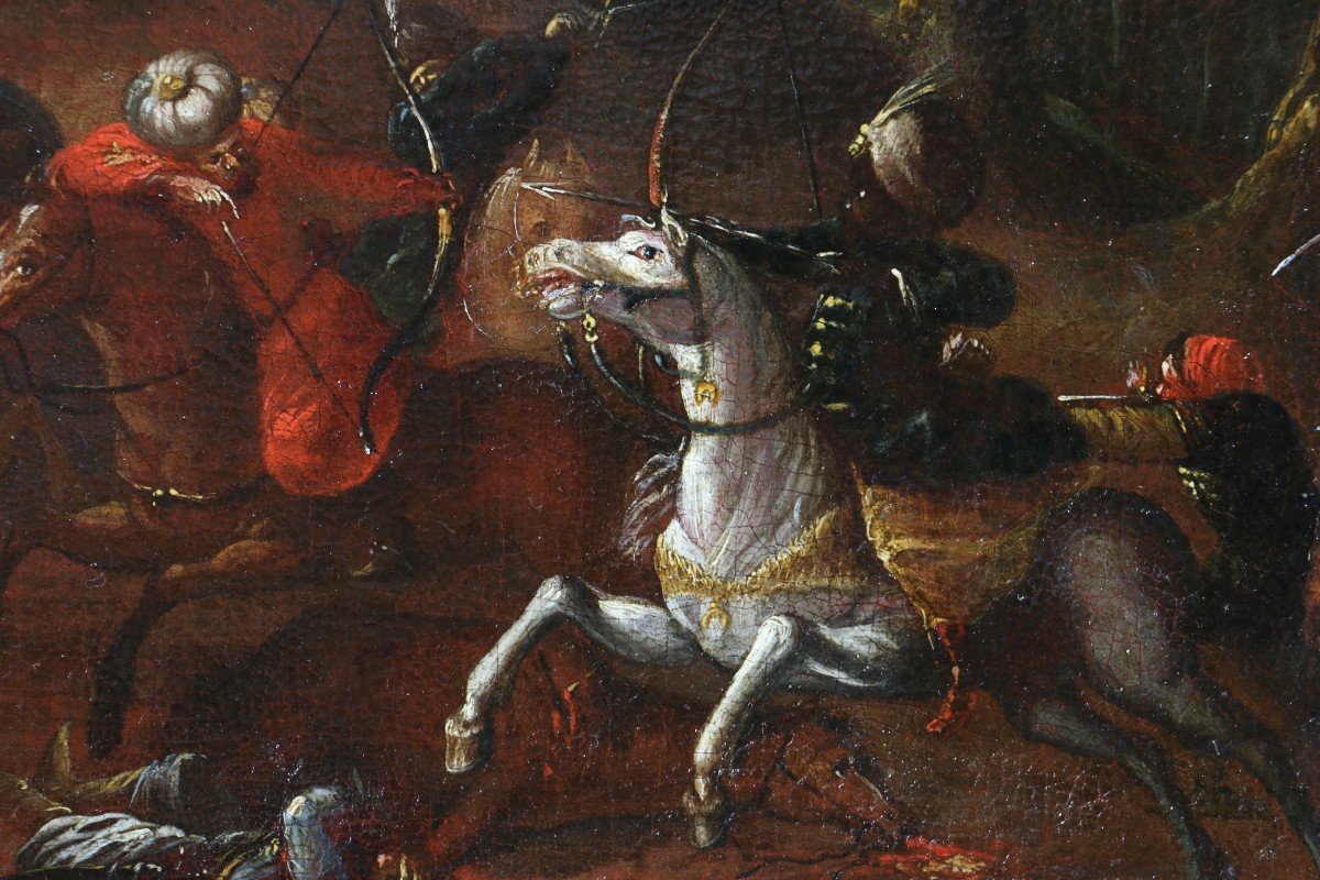 Wilhem Von Bemmel (1630; 1708) Attribué. Paysage Animé d'Un Choc De Cavalerie-photo-7