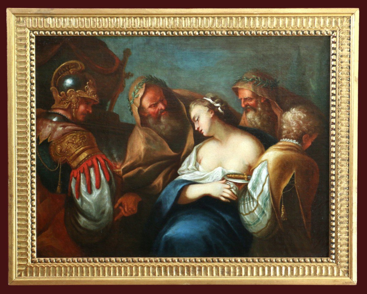 17th Century Venetian School. The Death Of Lucretius In Front Of Her Family