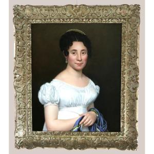 Portrait Empire Vers 1800. Jeune Femme De Cour Au Diadème De Perles