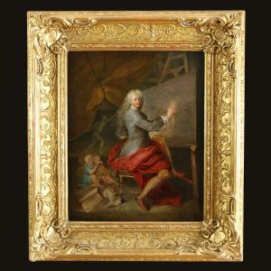 Portrait Présumé Du Peintre Antoine Coypel Dans Son Atelier Vers 1700 Par Louis De Sylvestre 