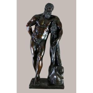 Hercule Farnèse; Sculpture en Bronze à patine brune, école florentine du 19è siècle