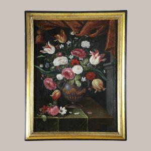 Andries Daniels (1580 – 1640) And Workshop. Rich Bouquet Of Flowers In A Vase