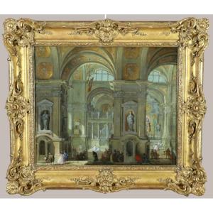 Pietro Bellotti (venice 1725-toulouse 1804) Attributed. Church Interior Monogrammed ..b