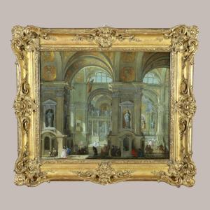 Pietro Bellotti (venice 1725-toulouse 1804) Attributed. Church Interior Monogrammed ..b
