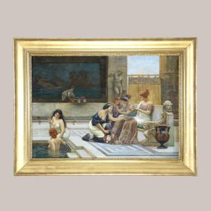 Emilio Vasarri (1826; 1928) Signed. Pompeii, An Afternoon At The Thermal Baths.