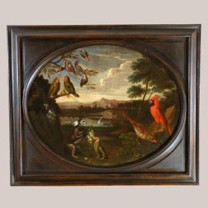 Gillis Claesz De Hondecoeter (1575-1638) Attributed. Animal Landscape