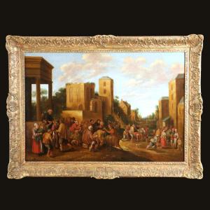 Cornelis Droogsloot The Younger (1630-1674) Attributed. Very Lively Village Scene.