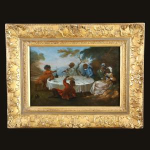 Christophe Huet (1700-1759) Attributed. Singerie, The Country Lunch Circa 1730/40.