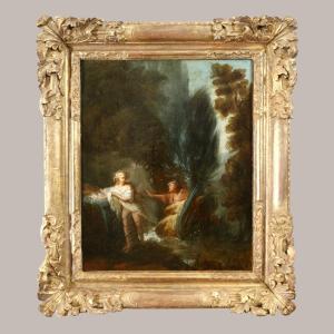Ecole Française Du XVIIIè, Entourage De Fragonard. Pan Et Syrinx. Ovide, Les Métamorphoses.