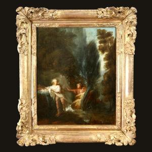 18th Century French School, Circle Of Fragonard. Pan And Syrinx. Ovid, The Metamorphoses.