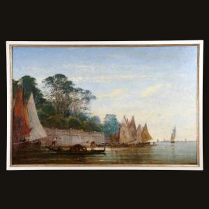Félix Ziem (1821-1911) Signed And Dated 1871. Venice, The French Gardens.