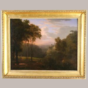 Nicolas-didier Boguet (1755-1839) Attributed. Animated Landscape In The Roman Campagna Circa 1800.