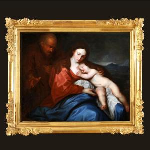 Antoon van Dyck (1599-1641) atelier. Le repos de la sainte famille en Egypte vers 1640