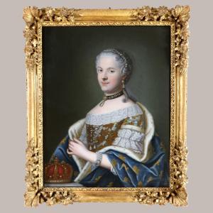 Ecole française du XVIIIè siècle, portrait de la reine Marie Lezczynska.