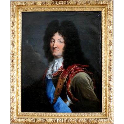 Atelier De Hyacinthe Rigaud 1659-1743.  Portrait De Louis XIV En Cuirasse Et Habit De Velours