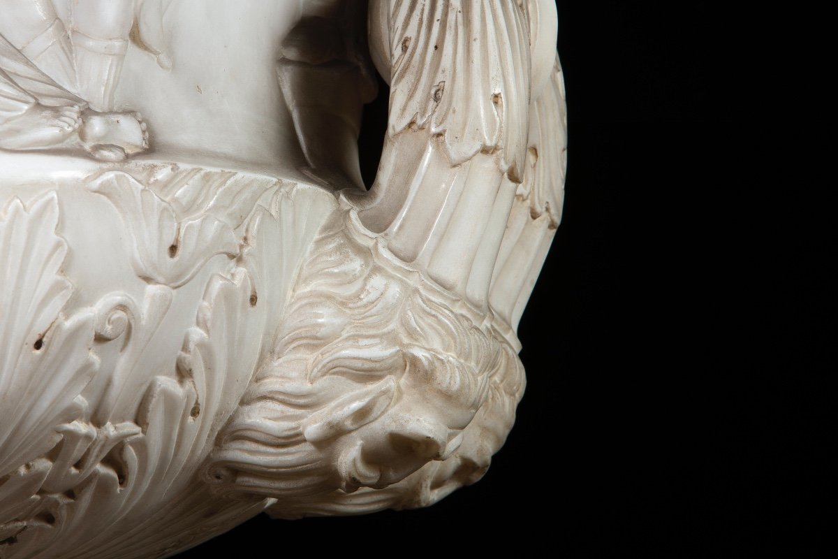 Paire De Grands Vases En Marbre Blanc Statuaire, Rome XIXe Siècle. -photo-5