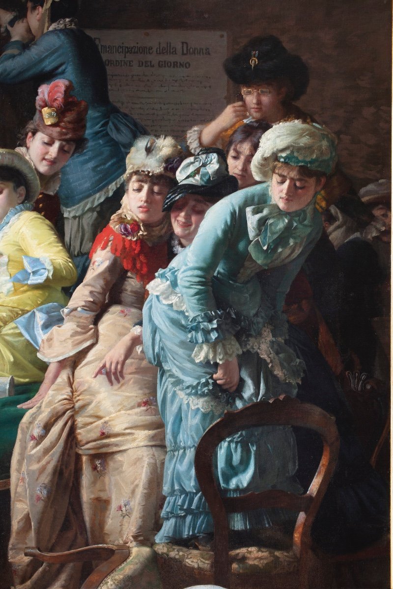 Painting By Pietro Saporetti (bagnacavallo 1832 - Bassano Del Grappa 1893) Entitled "emancipati-photo-2
