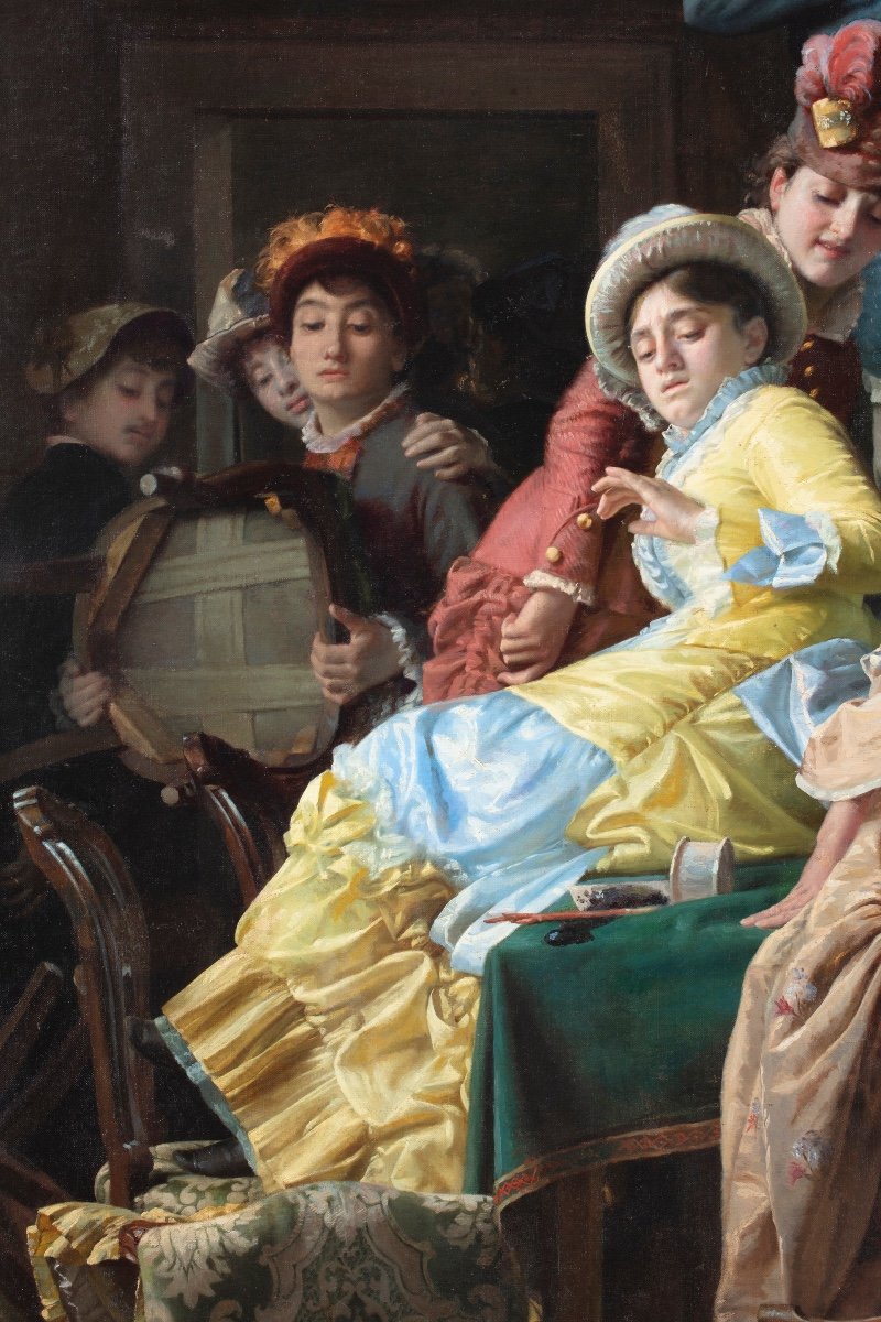 Painting By Pietro Saporetti (bagnacavallo 1832 - Bassano Del Grappa 1893) Entitled "emancipati-photo-3