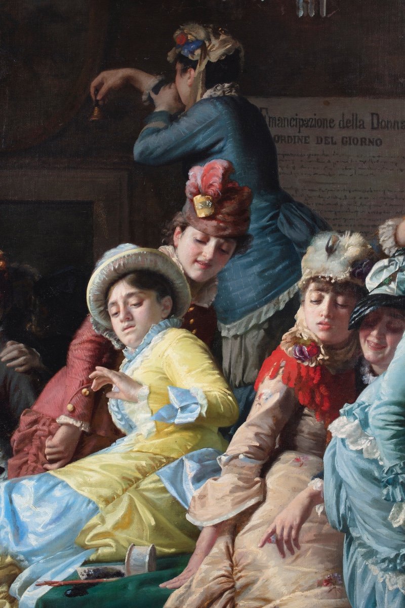 Painting By Pietro Saporetti (bagnacavallo 1832 - Bassano Del Grappa 1893) Entitled "emancipati-photo-4