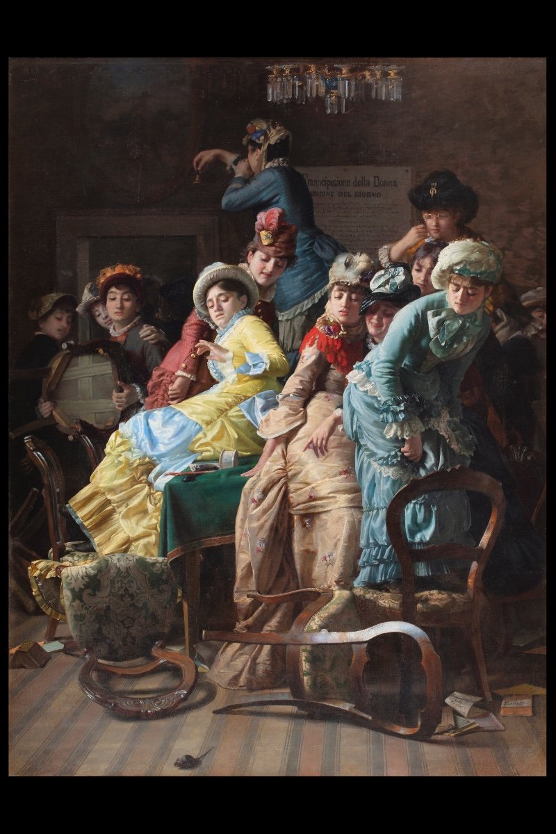 Painting By Pietro Saporetti (bagnacavallo 1832 - Bassano Del Grappa 1893) Entitled "emancipati