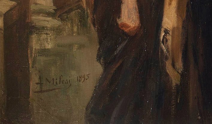 Tableau De Alessandro Milesi (venise 1856 – 1945), « Le Marché »-photo-1